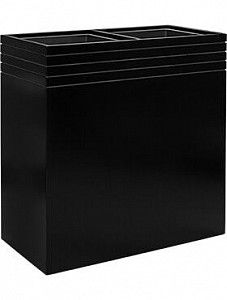 Кашпо Line-up rectangle matt black (with liner and wheelplate) L74 W38 H75