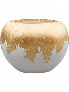 Кашпо Luxe lite glossy globe white-gold 32 см.