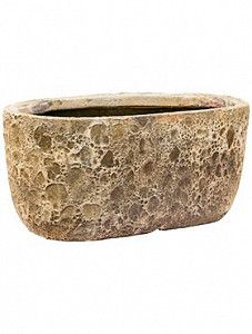 Кашпо Lava oval relic beige (glazed inside) 15 см.