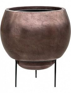 Кашпо Metallic silver leaf globe elevated matt coffee (с техническим кашпо) 31 см.