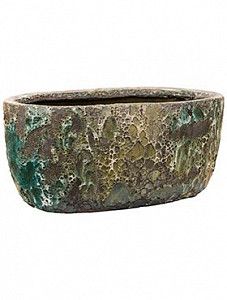 Кашпо Lava oval relic jade (glazed inside) 19 см.