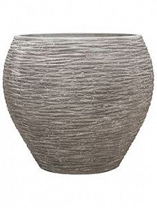 Кашпо Polystone coated ribbed balloon raw grey 53 см.