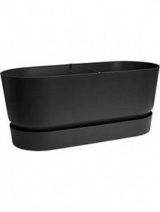Кашпо Greenville terrace trough wheels living black L33,5