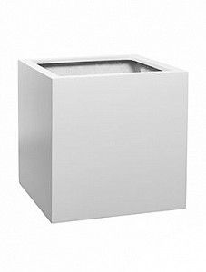Кашпо Fiberstone matt white block l