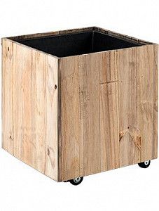 Кашпо Marrone cube dark flame wood with wheels L43.5