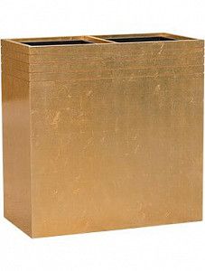Кашпо Line-up metallic rectangle gold (with liner and wheelplate) L74 W38 H75