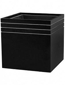 Кашпо Line-up cube matt black (with liner) 38 см.