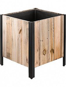 Кашпо Marrone cube dark flame wood with metal feet L38,5