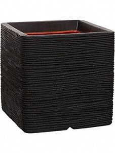 Кашпо Capi "Nature rib nl planter square iii black"