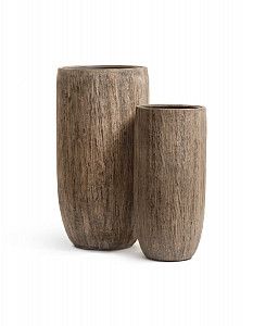 Кашпо TREEZ Effectory - серия Wood - Высокий округлый конус - Светлый дуб 65 см.