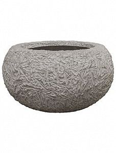 Кашпо Polystone coated kamelle bowl raw grey 52 см.