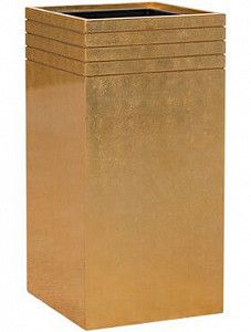 Кашпо Line-up metallic square gold (with liner and wheelplate) 75 см.