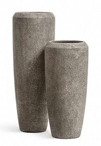 Кашпо TREEZ Effectory - серия Volcano - Высокий конус Design - Серо-коричневый туф 75 см.