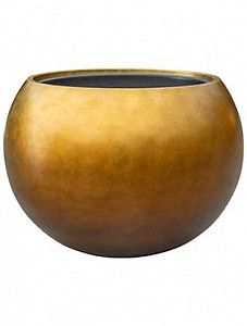 Кашпо Metallic silver leaf globe matt honey (с техническим кашпо) 37 см.