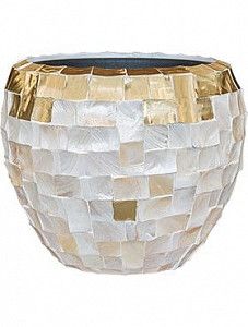 Кашпо Oceana pearl copper couple white yellow (with liner) 45 см.