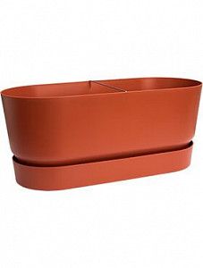 Кашпо Greenville terrace trough wheels brique L33,5