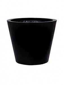 Кашпо Fiberstone glossy black bucket s