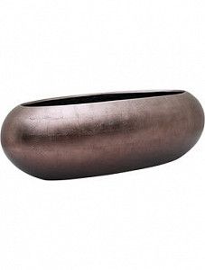 Кашпо Metallic silver leaf boat matt coffee 25 см