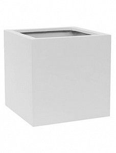 Кашпо Fiberstone matt white block m