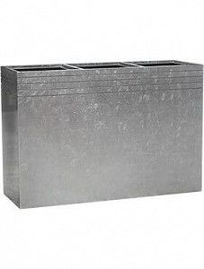 Кашпо Line-up metallic rectangle silver (with liner and wheelplate) L110 W38 H75