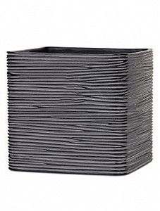 Кашпо Capi "Nature planter square iv rib black" (упаковка 4 шт.)