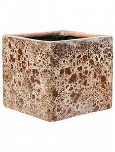 Кашпо Lava cube relic pink (glazed inside) 20 см.