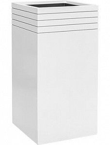 Кашпо Line-up square matt white (with liner and wheelplate) 75 см.