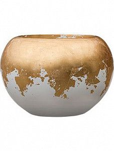 Кашпо Luxe lite glossy globe white-gold 27 см.