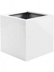 Кашпо Argento cube shiny white 60 см.