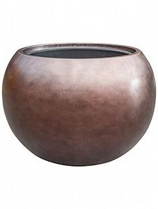 Кашпо Metallic silver leaf globe matt coffee (с техническим кашпо) 37 см.