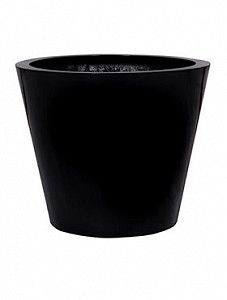 Кашпо Fiberstone glossy black bucket m