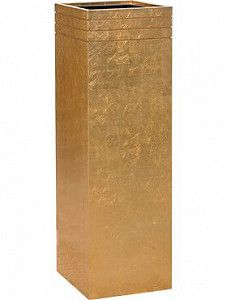 Кашпо Line-up metallic square gold (with liner and wheelplate) 120 см.