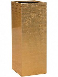 Кашпо Line-up metallic square gold (with liner and wheelplate) 100 см.