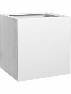 Кашпо Fiberstone glossy white block l