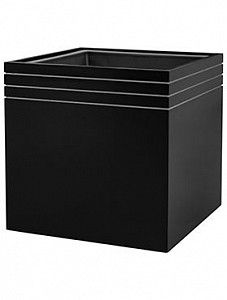 Кашпо Line-up cube matt black (with liner) 48 см.
