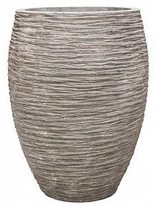 Кашпо Polystone coated ribbed emperor raw grey