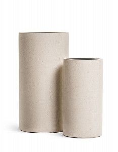 Кашпо TREEZ Effectory i - серия Beton - Высокий цилиндр - Белый песок