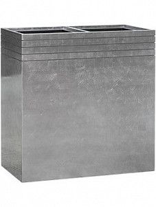 Кашпо Line-up metallic rectangle silver (with liner and wheelplate) L74 W38 H75