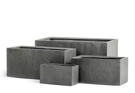 Кашпо TREEZ Effectory - серия Beton - Низкий прямоугольник - Тёмно-серый бетон 30 см.